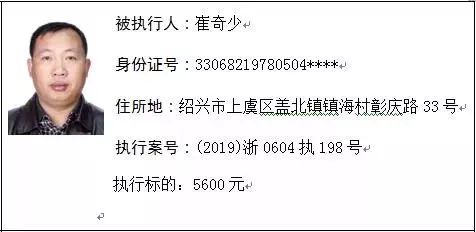 上虞最新曝光：失信“老赖”名单大起底